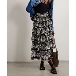 Tiered floral-print georgette maxi skirt FARM RIO